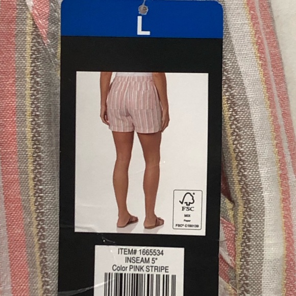 Briggs Wm's Linen Blend Short • Sz L • Pink Stripe • NWT - Picture 4 of 9